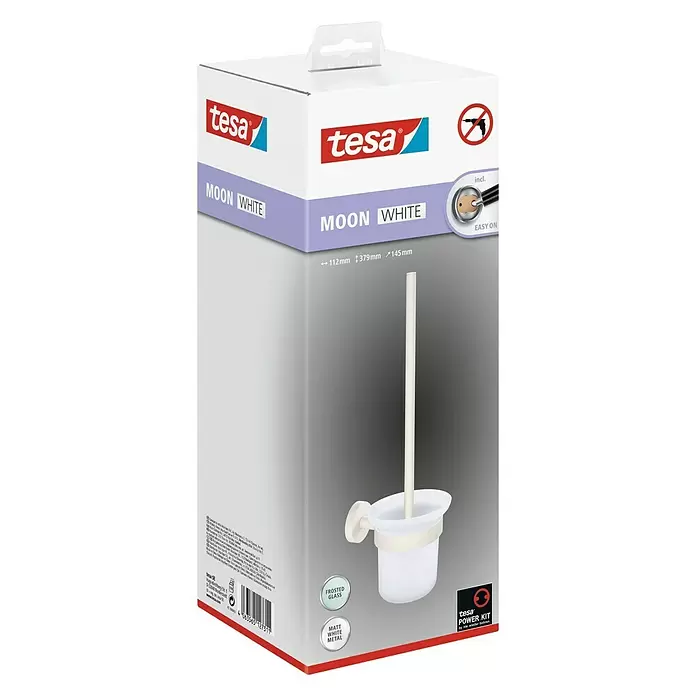 Tesa WC-Bürstengarnitur Moon - Metall, Weiß - Diagonale Ansicht