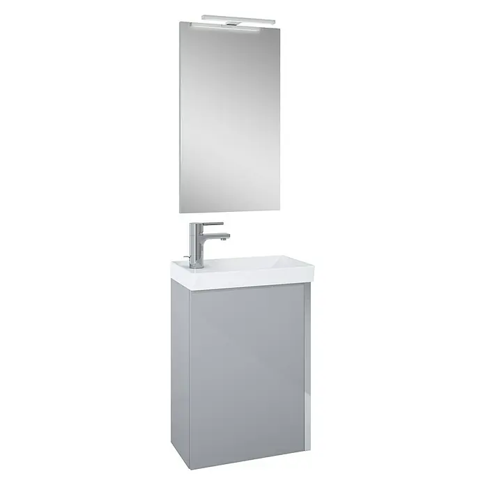 Riva Badmöbel-Set Joy - 45,5 cm, Grau, Hochglanz - Diagonale Ansicht