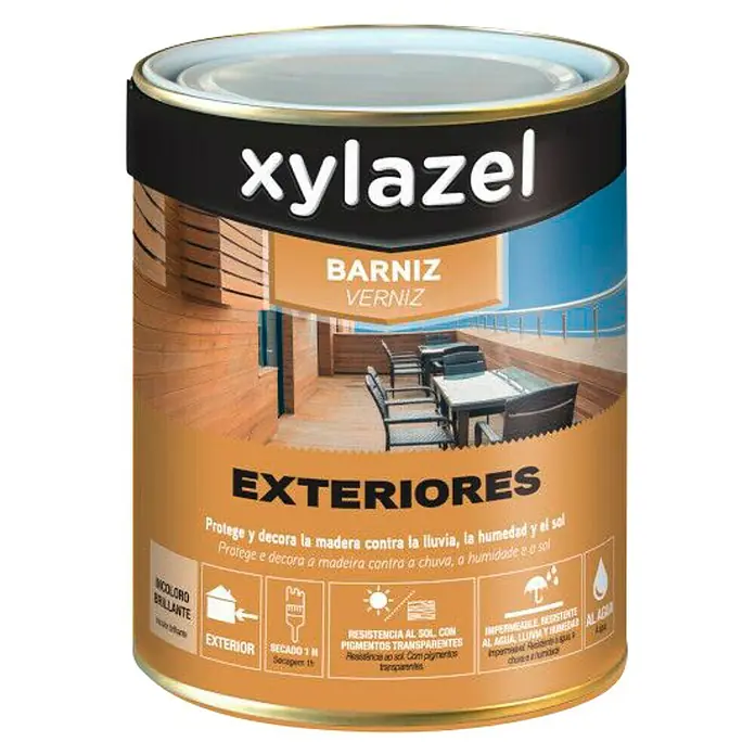 Xylazel Barniz para exterior - Incoloro, Contenido: 4 l, Brillante - Vista frontal