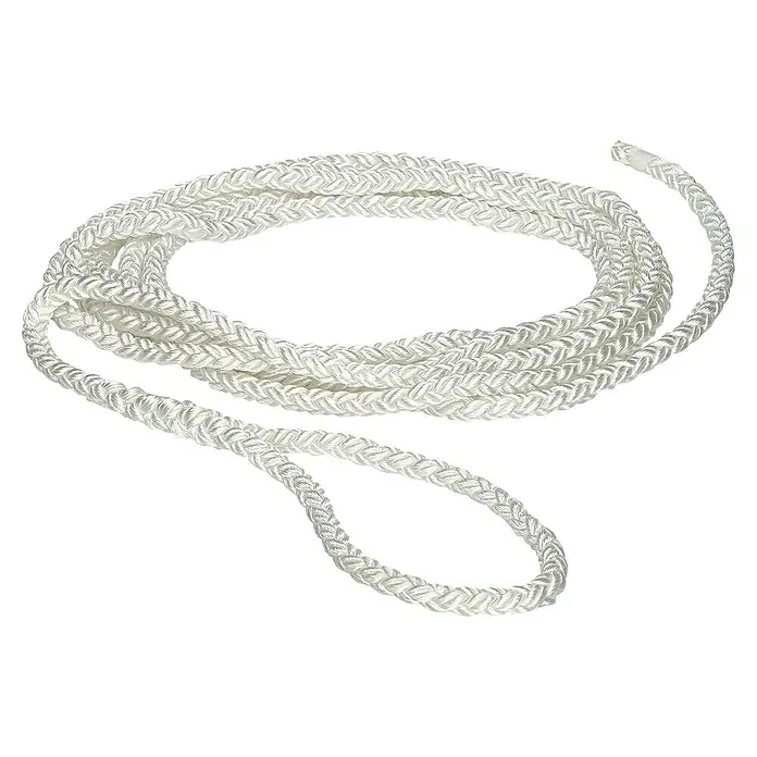 Leine 8-Plait mit Auge - Nylon, Länge: 6 m, Durchmesser: 12 mm, Weiß - Diagonale Ansicht