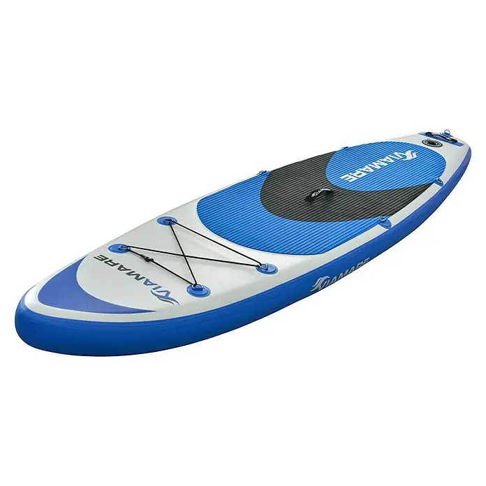 Viamare SUP-Board-Set 300 S - L x B x H: 300 x 75 x 15 cm, Nutzlast: 120 kg, Aufblasbar, Blau/Weiß - Diagonale Ansicht