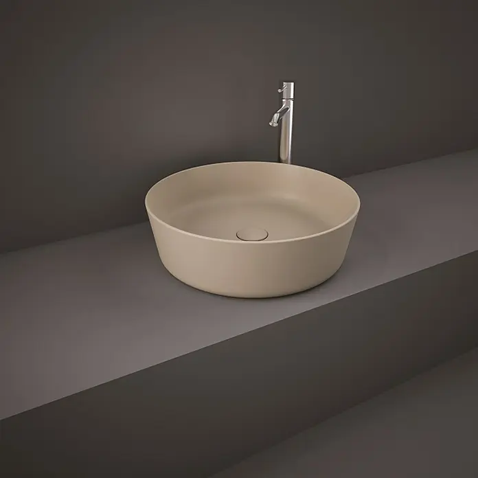 Feeling Aufsatzwaschbecken - Durchmesser: 42 cm, Ohne Spezialglasur, Hahnloch: Ohne, Ohne Überlauf, Cappuccino - Stimmungsaufnahme