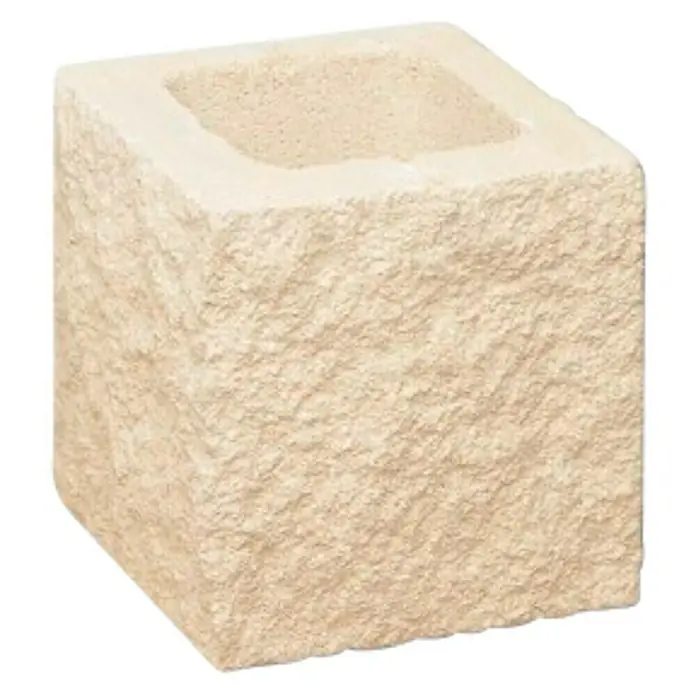BHS Zaragoza Bloque de hormigón poroso Medio Split 2 caras - 20 x 20 x 20 cm, Blanco, Hormigón - Vista angular