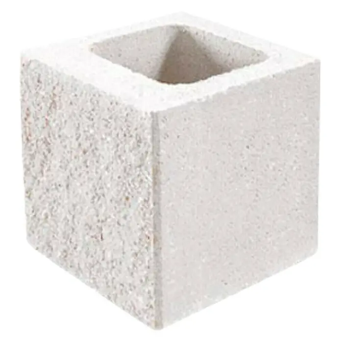 BHS Zaragoza Bloque de hormigón poroso Medio Split 1 cara - 20 x 20 x 20 cm, Blanco, Hormigón - Vista angular