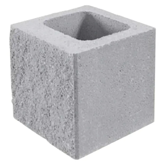 BHS Zaragoza Bloque de hormigón poroso Medio Split 1 cara - 20 x 20 x 20 cm, Gris, Hormigón - Vista angular