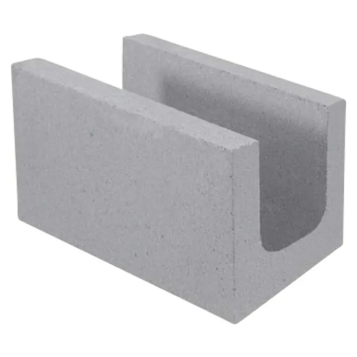 BHS Zaragoza Bloque de hormigón poroso Dintel liso U - 40 x 20 x 20 cm, Gris, Hormigón - Vista angular