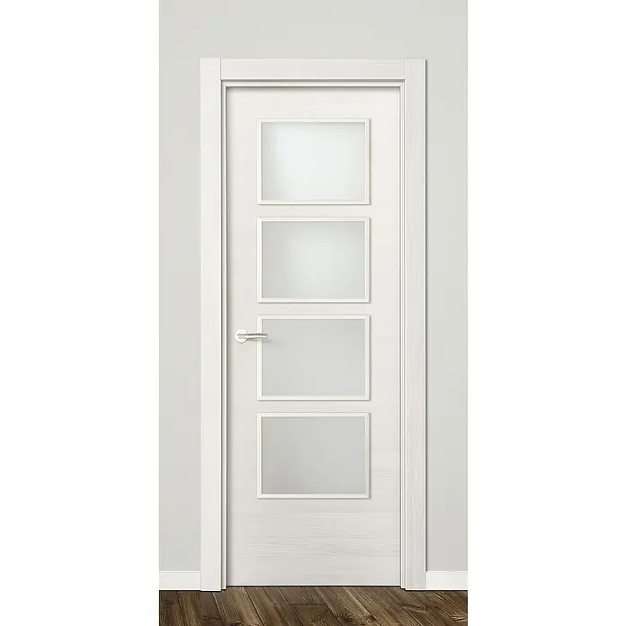 Solid Elements Puerta acristalada Fresno Eslovenia - 62,5 x 203 cm, Derecha, Blanco, Macizo, Vidriera - Foto ambiente