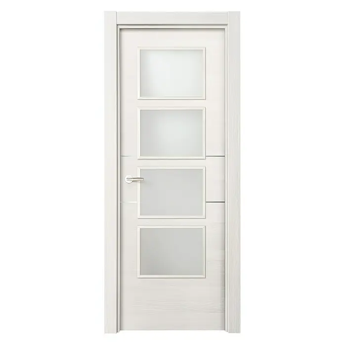 Puerta acristalada Fresno Eslovenia vidriera 200AL - 62,5 x 203 cm, Derecha, Blanco, Macizo, Vidriera - Vista frontal