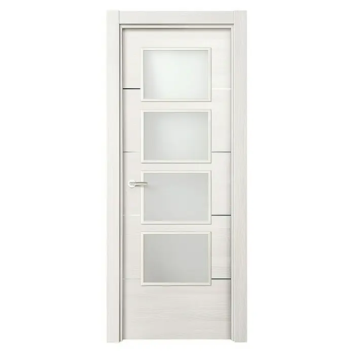 Puerta acristalada Fresno Eslovenia vidriera 400AL - 82,5 x 203 cm, Derecha, Blanco, Macizo, Vidriera - Vista frontal