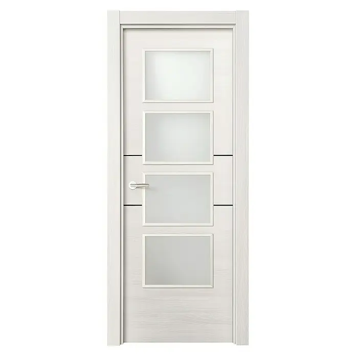 Puerta acristalada Fresno Eslovenia vidriera 200 - 72,5 x 203 cm, Derecha, Blanco, Macizo, Vidriera - Vista frontal