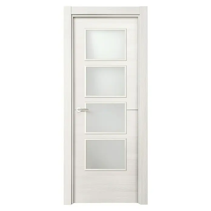 Puerta acristalada Fresno Eslovenia vidriera 100AL - 62,5 x 203 cm, Derecha, Blanco, Macizo, Vidriera - Vista frontal