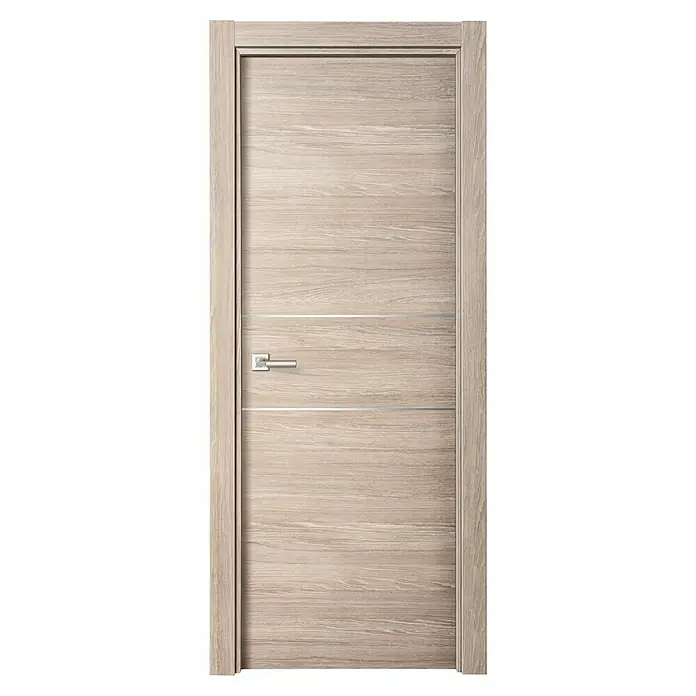 Puerta interior Roble Gris 200AL - 82,5 x 203 cm, Derecha, Roble Gris, Macizo - Vista frontal