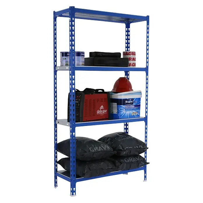Simonrack Simonclick Estantería metálica Mini - L x An x Al: 30 x 80 x 150 cm, Capacidad de carga: 180 kg/balda, Número de baldas: 4 ud., Azul - Vista angular