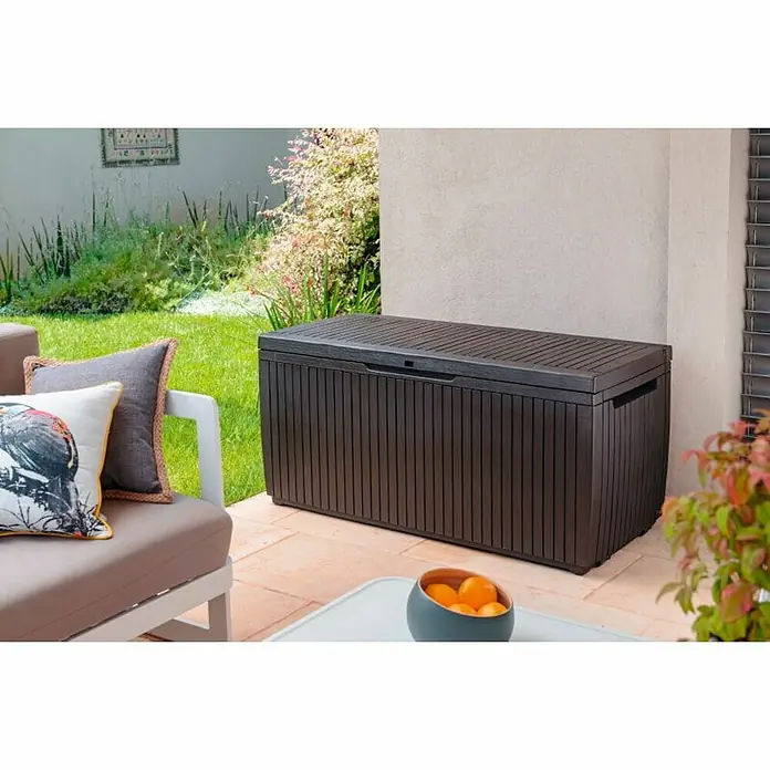 Keter Vrtna kutija za pohranu Springwood - 123 x 53,5 x 57 cm, Plastika, Smeđe boje - Živopisni prikaz