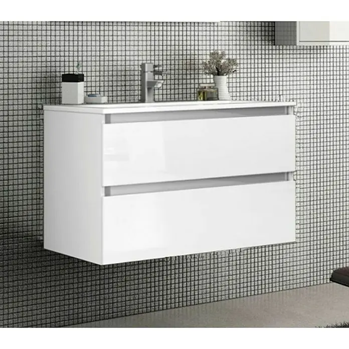 Kupaonski ormarić ispod umivaonika Aqua - Š x V: 99 x 55,5 cm, Bijele boje - Živopisni prikaz