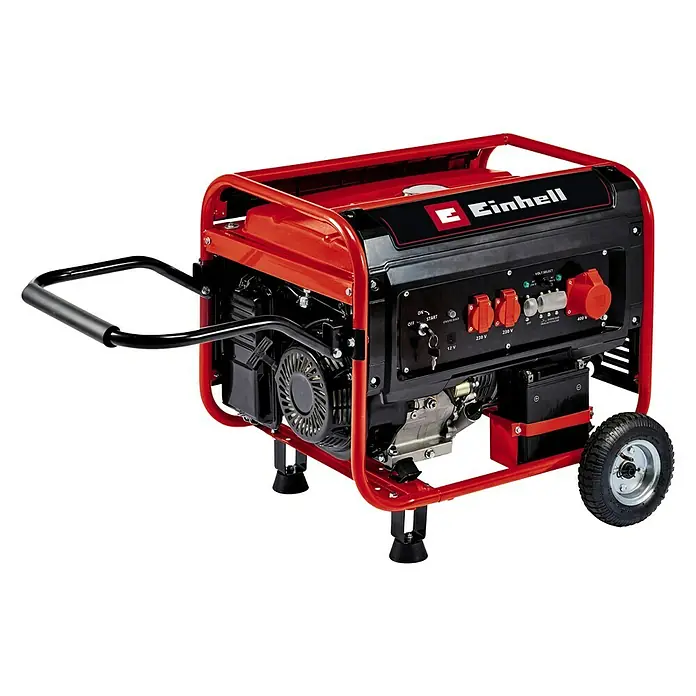 Einhell Classic Stromerzeuger TC-PG 65/E5 - Tankvolumen: 25 l, Betriebsdauer: 11,7 h bei 66 % Last - Diagonale Ansicht