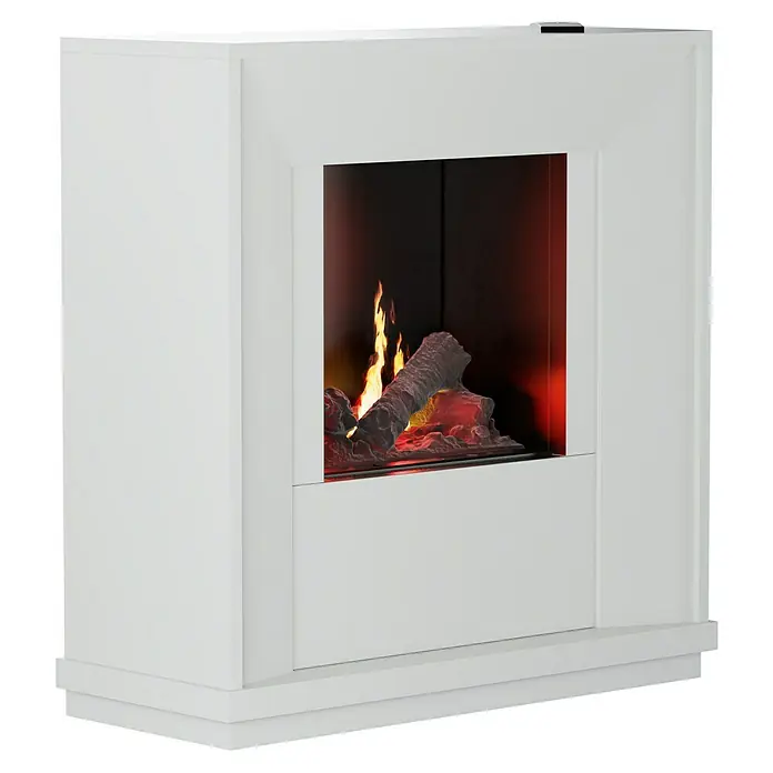 Elektrischer Kamin - Weiß, 1.000/2.000 W, 30 x 87 x 90 cm - Diagonale Ansicht