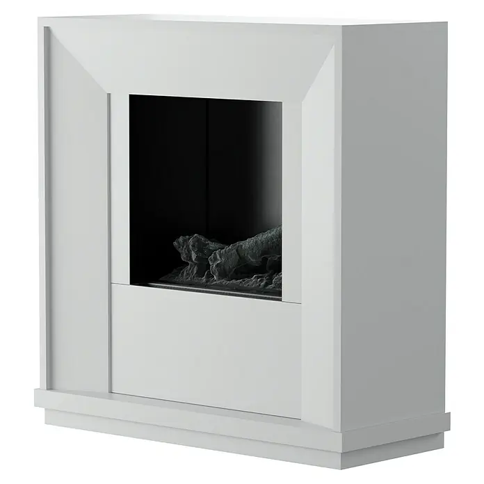 Elektrischer Kamin - Weiß, 1.000/2.000 W, 30 x 87 x 90 cm - Diagonale Ansicht