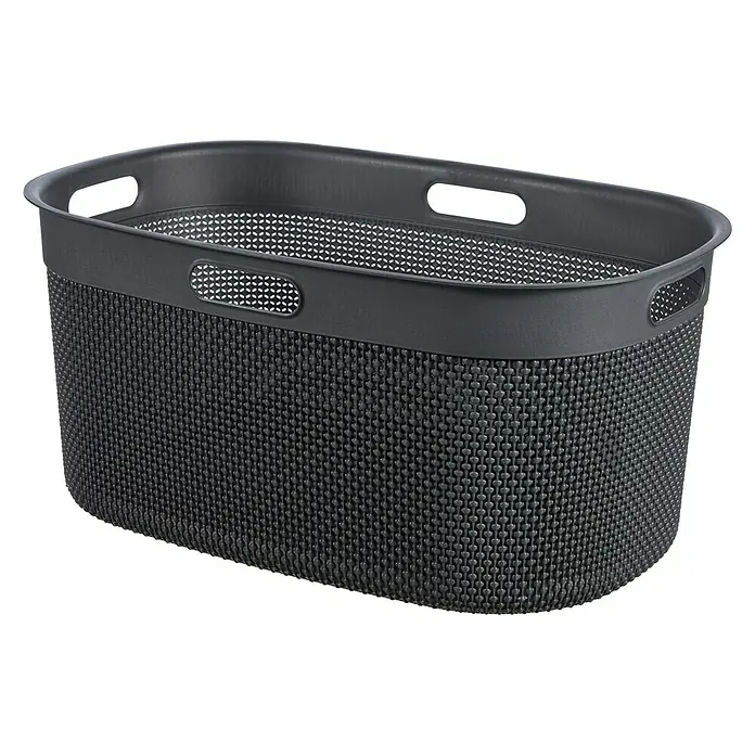 KIS Wäschekorb Filo - L x B x H: 39 x 59 x 27 cm, Schwarz - Diagonale Ansicht