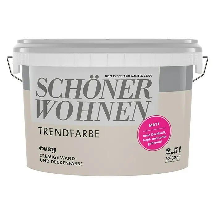 SCHÖNER WOHNEN-Farbe Wandfarbe Trendfarbe - Cosy, 2,5 l, Matt, Konservierungsmittelfrei - Vorderansicht