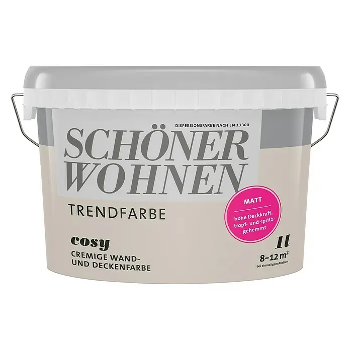 SCHÖNER WOHNEN-Farbe Wandfarbe Trendfarbe - Cosy, 1 l, Matt, Konservierungsmittelfrei - Vorderansicht