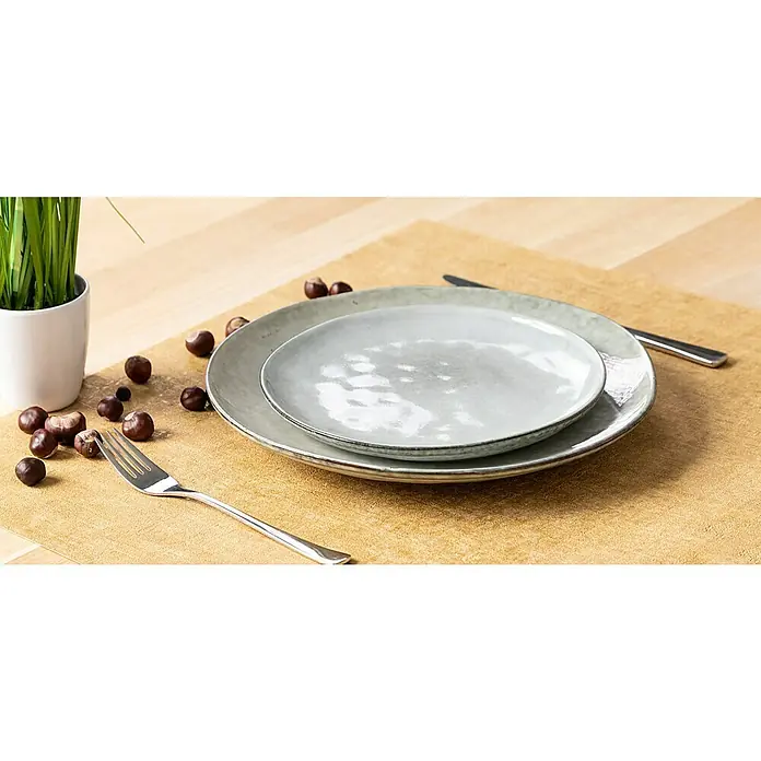 Teller Tabo - 1 Stk., Ø x H: 26,5 x 3 cm, Keramik, Grau - Stimmungsaufnahme