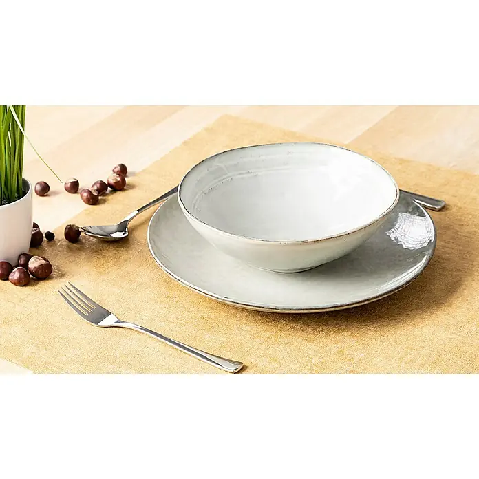 Teller Tabo - 1 Stk., Ø x H: 26,5 x 3 cm, Keramik, Grau - Stimmungsaufnahme