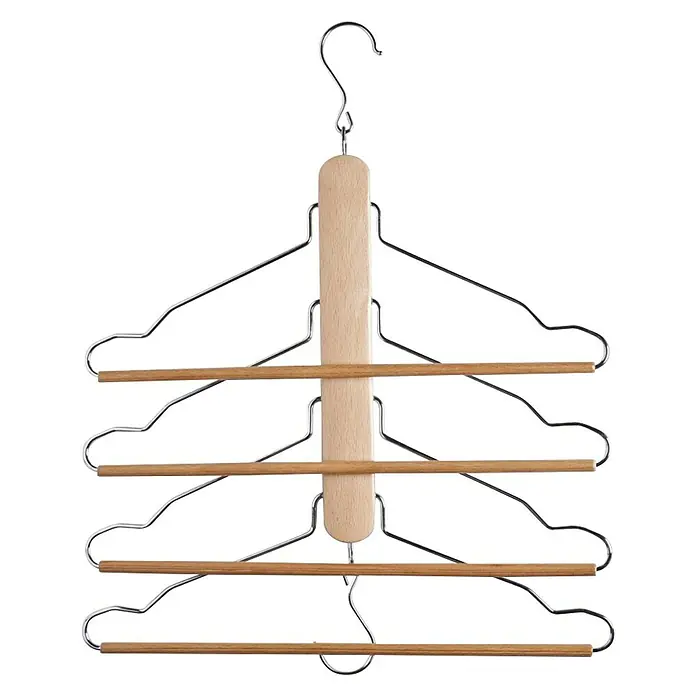 Percha para ropa múltiple - 4 uds., Madera - Vista frontal