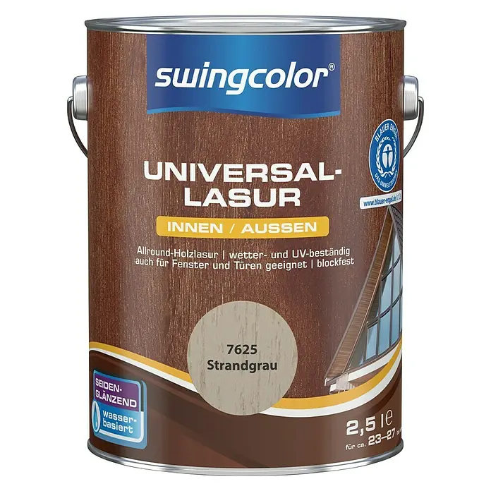 swingcolor Universal-Lasur - Strandgrau, 2,5 l, Seidenglänzend, Wasserbasiert - Vorderansicht