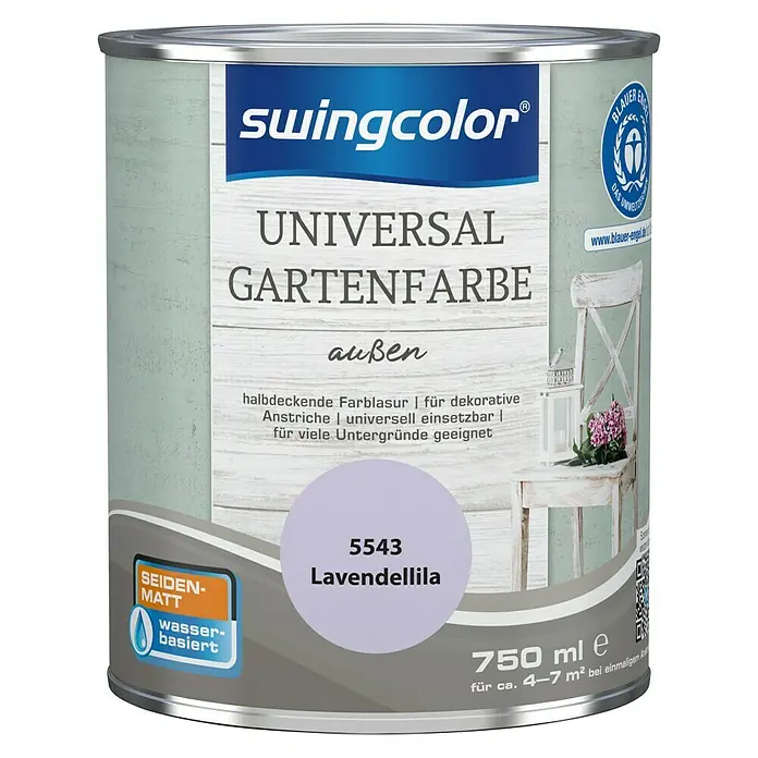 swingcolor Farblasur Universal-Gartenfarbe - Lavendellila, 750 ml, Seidenmatt - Vorderansicht