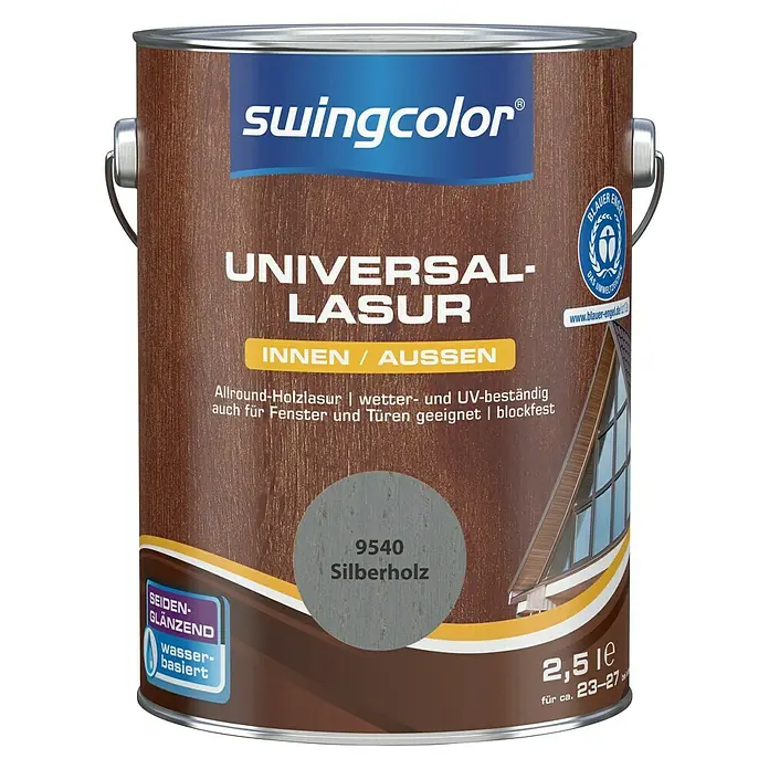 swingcolor Universal-Lasur - Silberholz, 2,5 l, Seidenglänzend, Wasserbasiert - Vorderansicht
