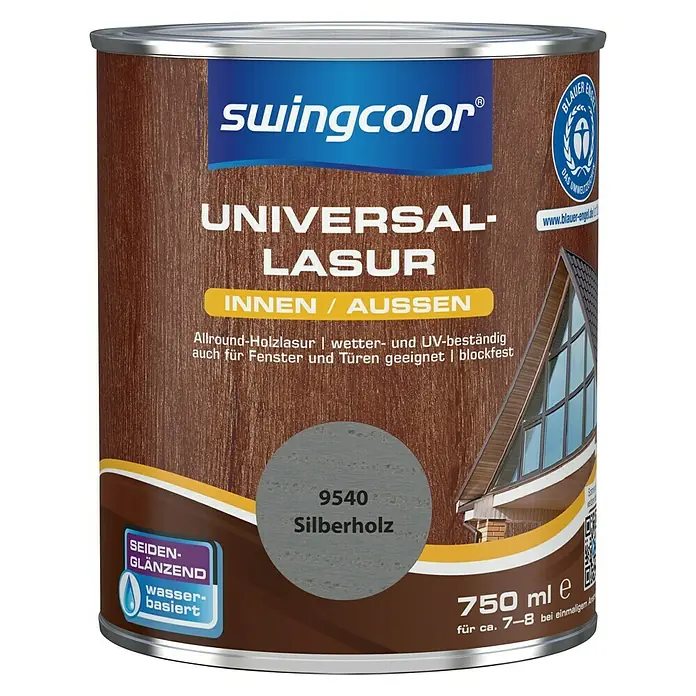 swingcolor Universal-Lasur - Silberholz, 750 ml, Seidenglänzend, Wasserbasiert - Vorderansicht