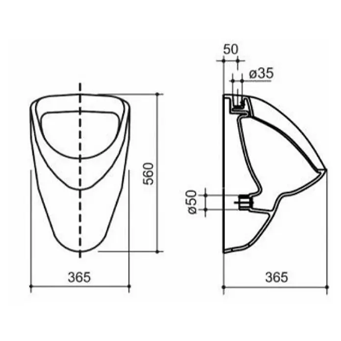 Pisoar Merino A3590J1000 - Boja: Bijele boje - Skica