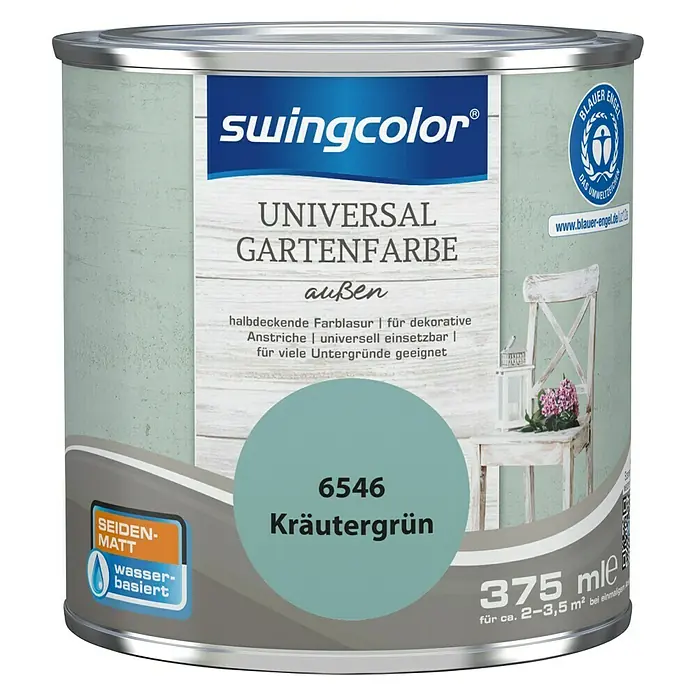 swingcolor Farblasur Universal-Gartenfarbe - Kräutergrün, 375 ml, Seidenmatt - Vorderansicht