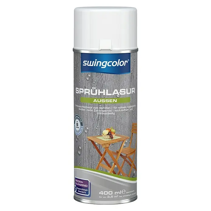 swingcolor Sprühlasur - Farblos, 400 ml, Seidenglänzend - Vorderansicht