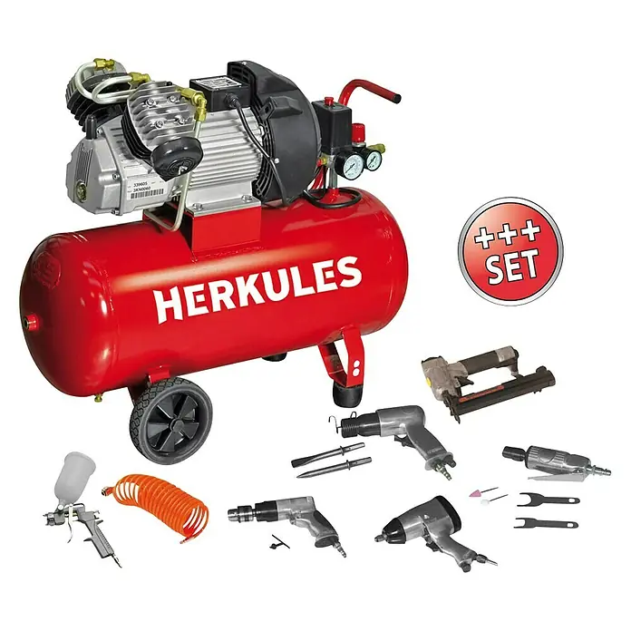 Herkules Kompressor-Set BAUHAUS-Edition - 2,2 kW, 10 bar, 2.850 U/min - Diagonale Ansicht