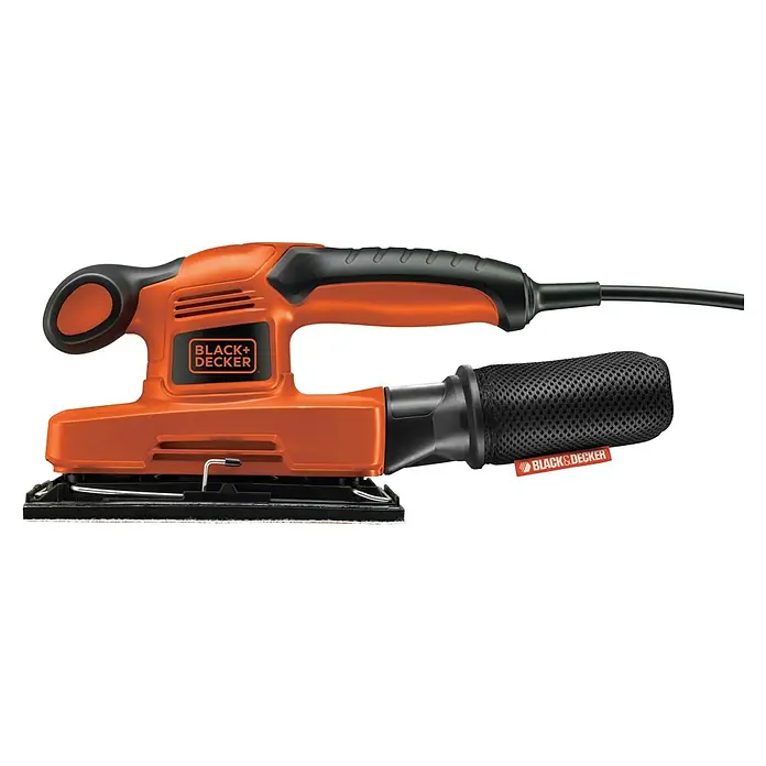 Black+Decker Schwingschleifer KA320EKA-QS - 240 W, 14.000 U/min - 30.000 U/min, Schleifplatte: 90 x 187 mm - Linke Seitenansicht