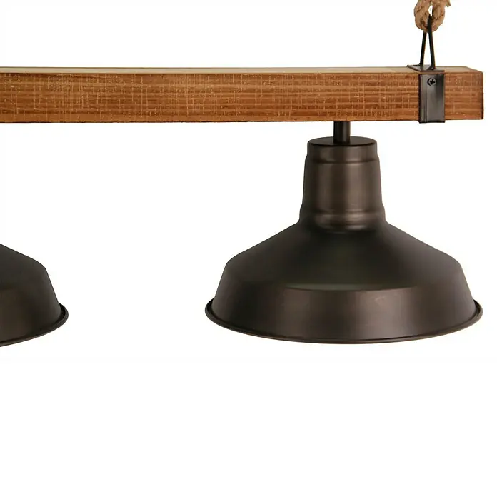 Pendelleuchte - 40 W, Stahl-schwarz/Holz, E27 - Detailaufnahme