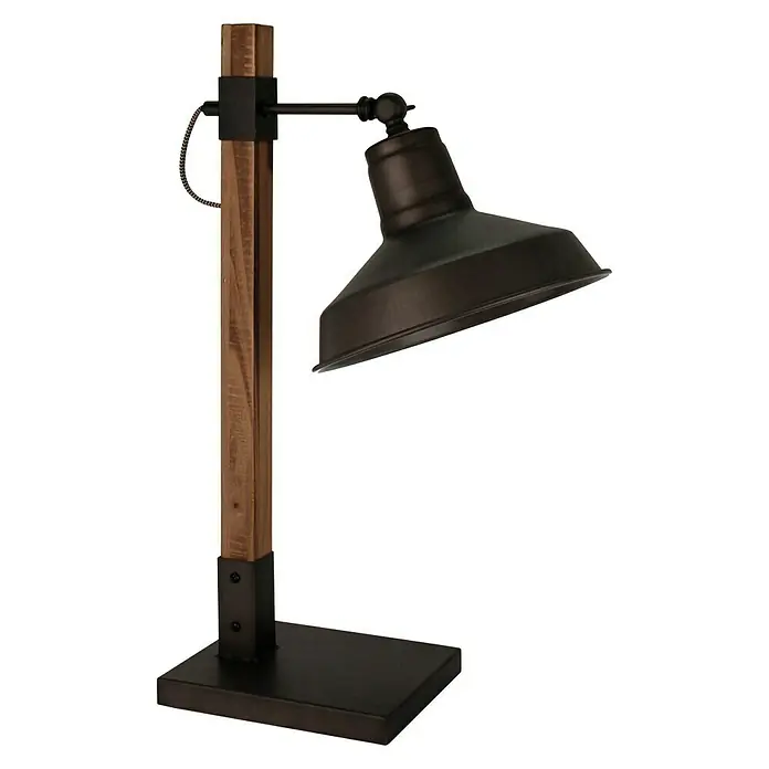 Deko-Tischleuchte - 40 W, Holz, E27 - Diagonale Ansicht