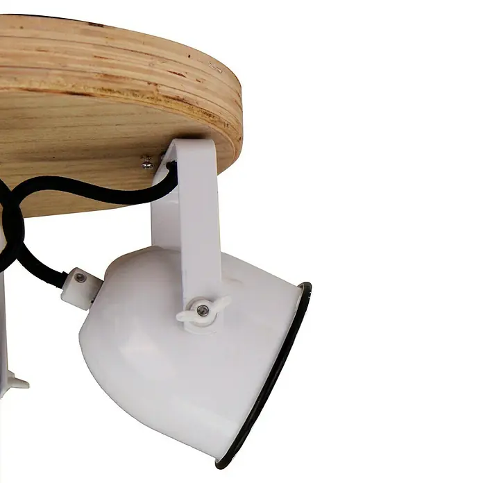 Deckenstrahler rund - 40 W, Weiß/Holz, GU10 - Detailaufnahme