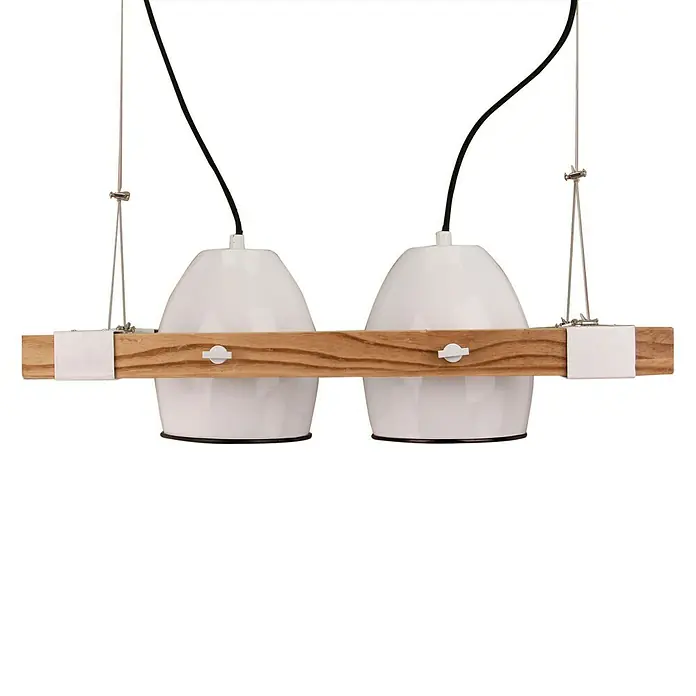 Pendelleuchte - 40 W, Weiß/Holz, E27 - Detailaufnahme