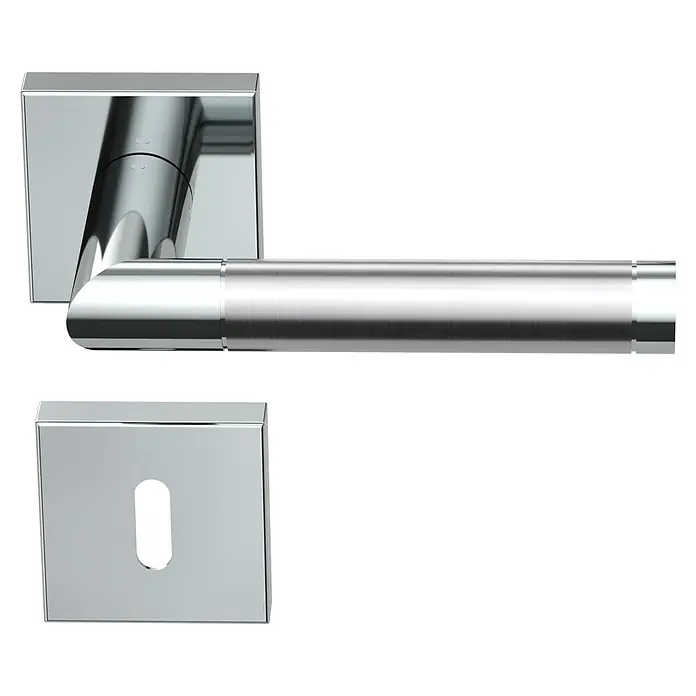 Diamond Doors Creative Zimmertürgarnitur Georgia - Türstärke: 40 mm - 45 mm, Buntbart BB, Edelstahl, L-Form - Vorderansicht