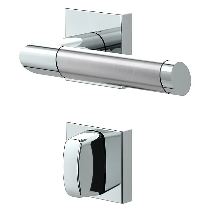 Diamond Doors Creative Zimmertürgarnitur WC Georgia - Türstärke: 40 mm - 45 mm, Schlitzkopf/Olive SK/OL, Edelstahl, L-Form - Diagonale Ansicht