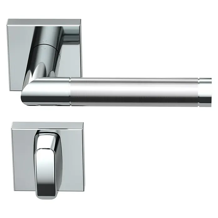 Diamond Doors Creative Zimmertürgarnitur WC Georgia - Türstärke: 40 mm - 45 mm, Schlitzkopf/Olive SK/OL, Edelstahl, L-Form - Vorderansicht