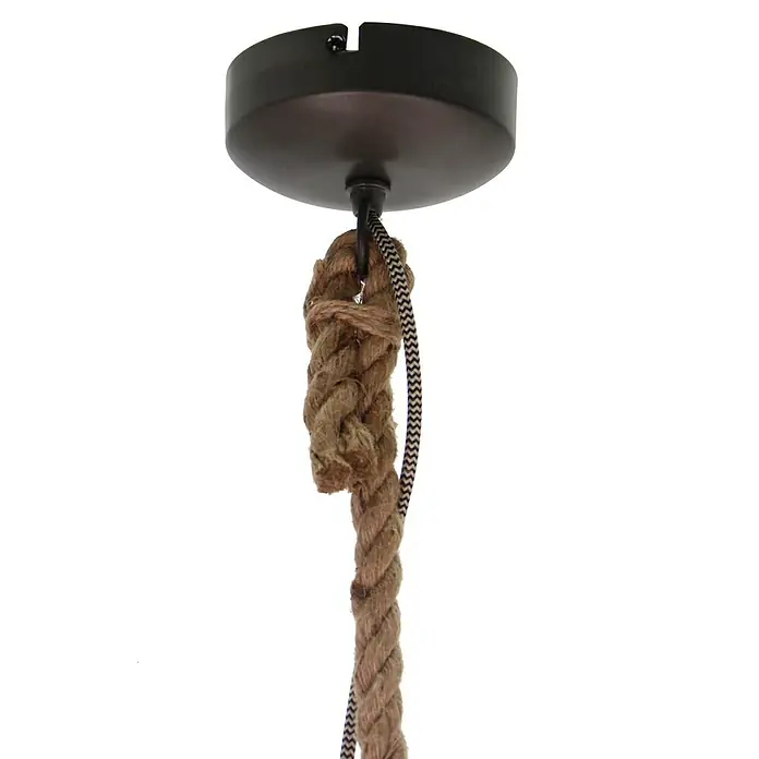 Pendelleuchte rund - 40 W, Stahl-schwarz/Holz, E27 - Detailaufnahme