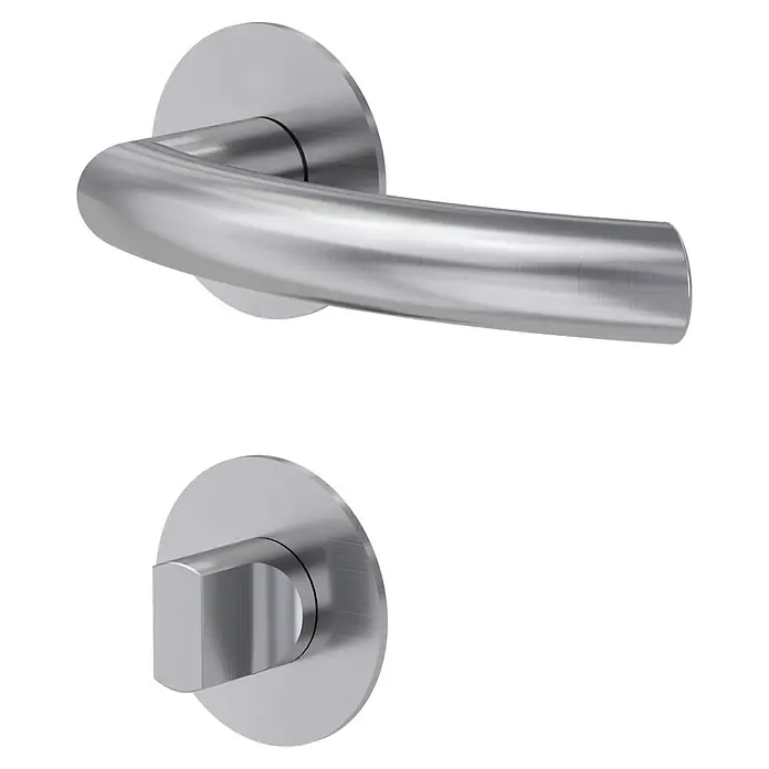 Diamond Doors Design Zimmertürgarnitur WC Connecticut - Türstärke: 40 mm - 45 mm, Schlitzkopf/Olive SK/OL, Edelstahl, L-Form - Diagonale Ansicht