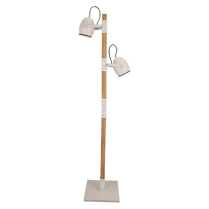Stehleuchte - 40 W, Höhe: 140 cm, Weiß/Holz, E27 - Vorderansicht