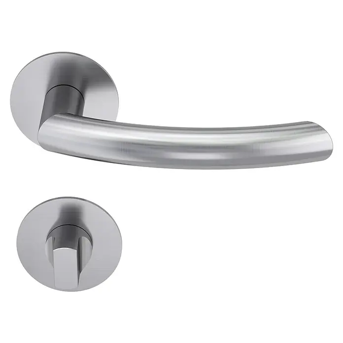Diamond Doors Design Zimmertürgarnitur WC Connecticut - Türstärke: 40 mm - 45 mm, Schlitzkopf/Olive SK/OL, Edelstahl, L-Form - Diagonale Ansicht