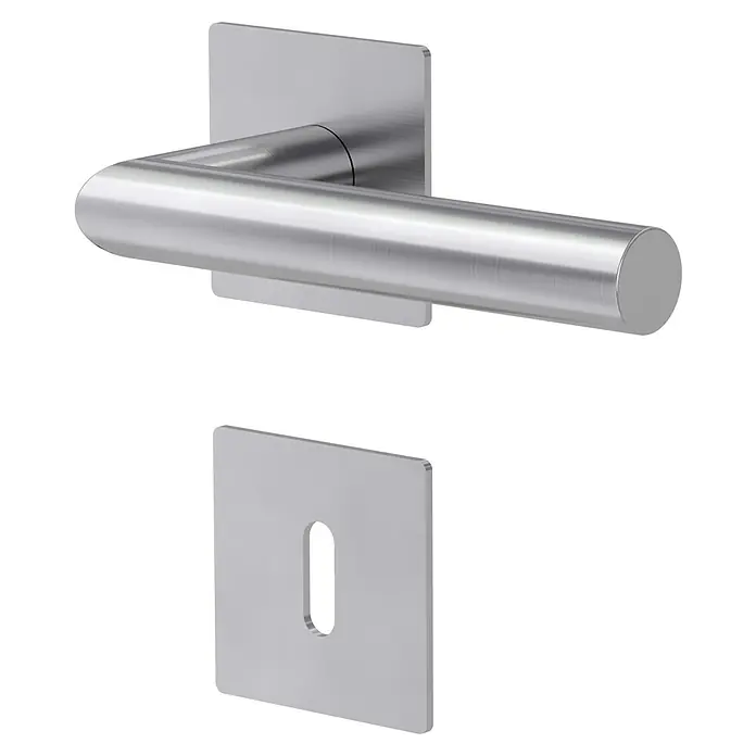 Diamond Doors Design Zimmertürgarnitur Illinois - Türstärke: 40 mm - 45 mm, Buntbart BB, Edelstahl, L-Form - Diagonale Ansicht