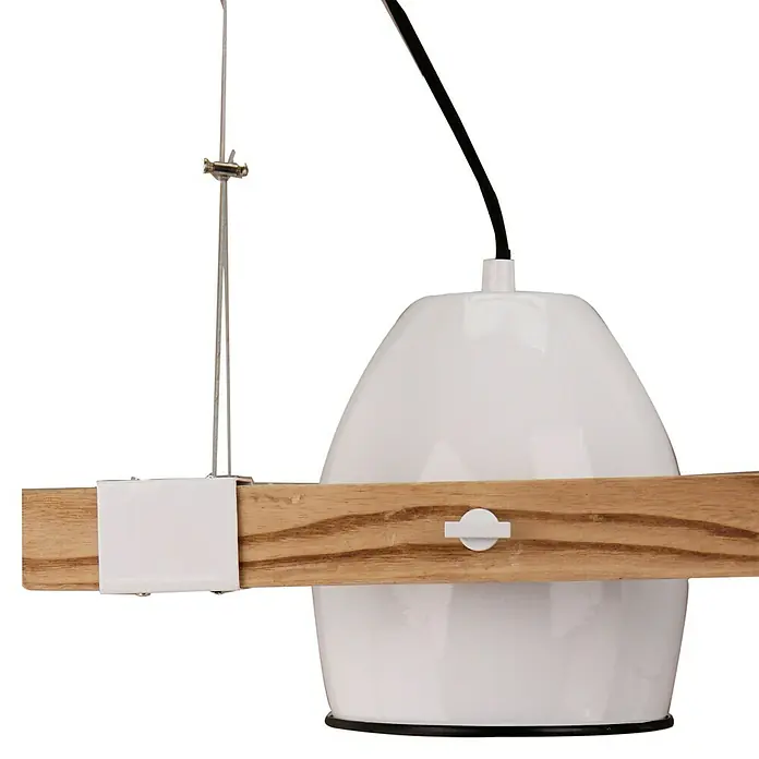 Pendelleuchte - 40 W, Weiß/Holz, E27 - Detailaufnahme